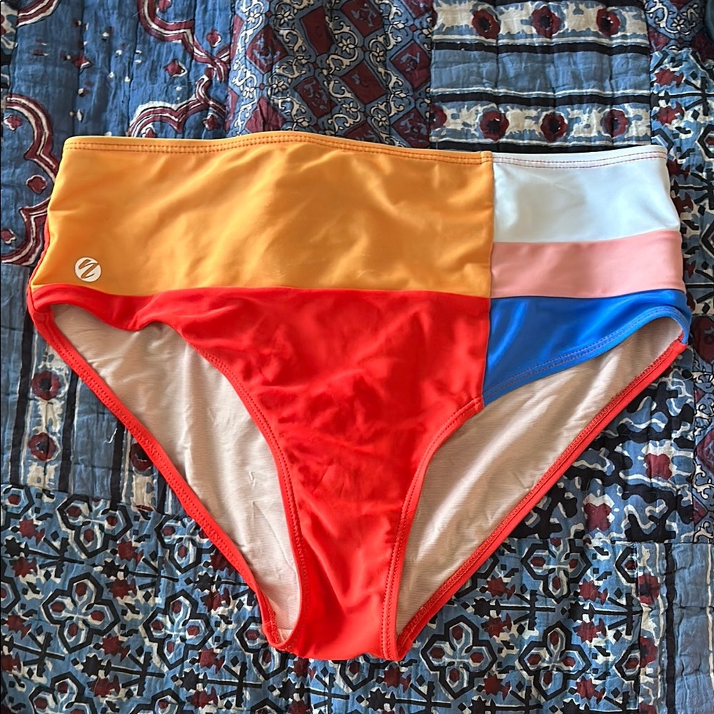 Colorblock High-Waisted Bikini Bottom